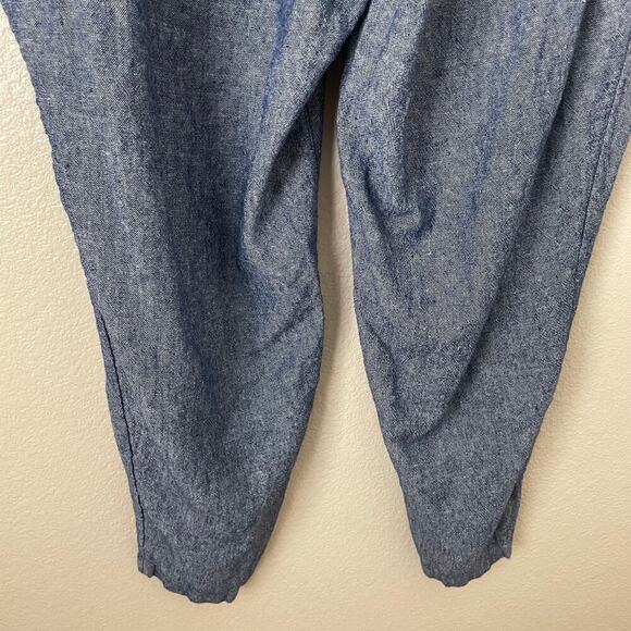 Old Navy Pants Womens XL Chambray Blue Linen Rayon Straight Leg Pull On Pockets - Picture 7 of 12